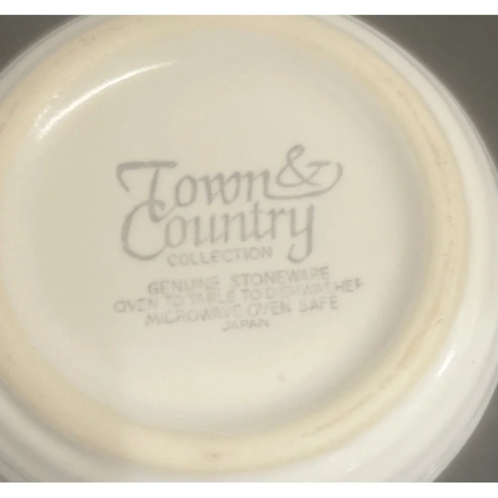 Vintage Brown White Pottery Stoneware Town & Country Creamer Sugar Bowl
